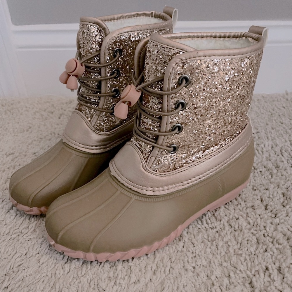 Olivia Miller girls glitter duck boots/rain boots